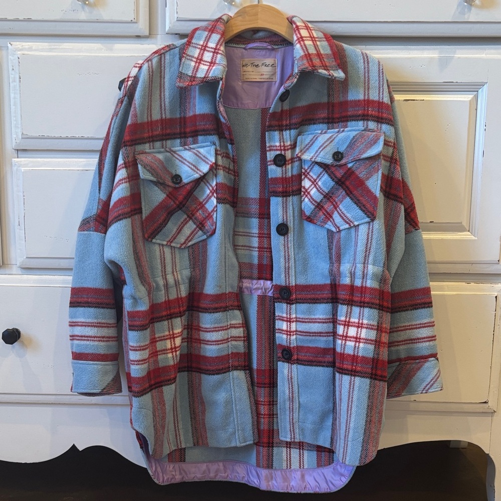 free people down for you plaid shirt jacket